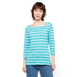 Regatta Ladies Polexia Square Neck Top Turquoise White Stripe -Clothing Store go 575859 z