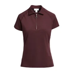 Womens Tiana Pique Short Sleeve Polo Shirt Burgundy Red Mahogany -Clothing Store go 576939 u
