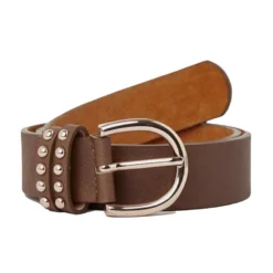 Womens Leather Belt With Rose Gold Detailing Bison Dark Brown -Clothing Store go 576966 z